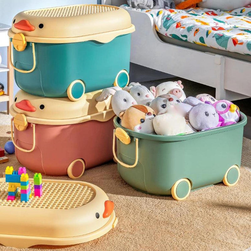 Duck Design Toy Storage Box with Wheels