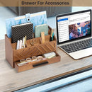 Multi-Compartment Wooden Desk Organizer