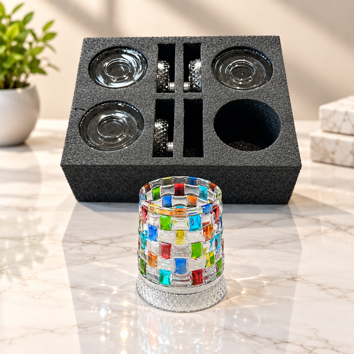 MosaicSpin Rotating Drink Glasses