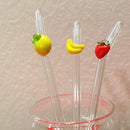 Premium Fruit Charm Glass Straw