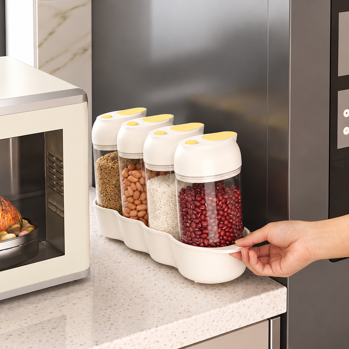 Airtight Crystal Grain Storage Jar