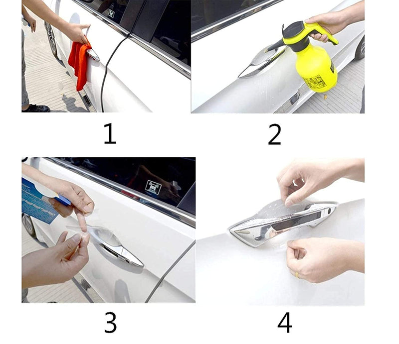 Car Door Transparent Handle Guard Sticker without Logo ( PACK OF 4 )