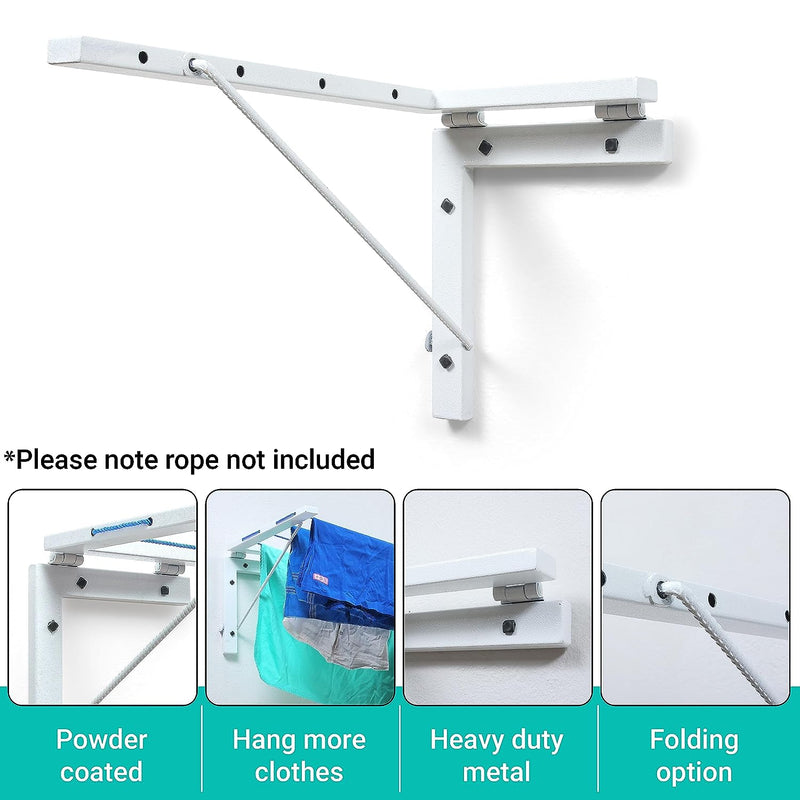 Space Saving Foldable Wall Mount Cloth Drying Stand ( 10M FREE ROPE )