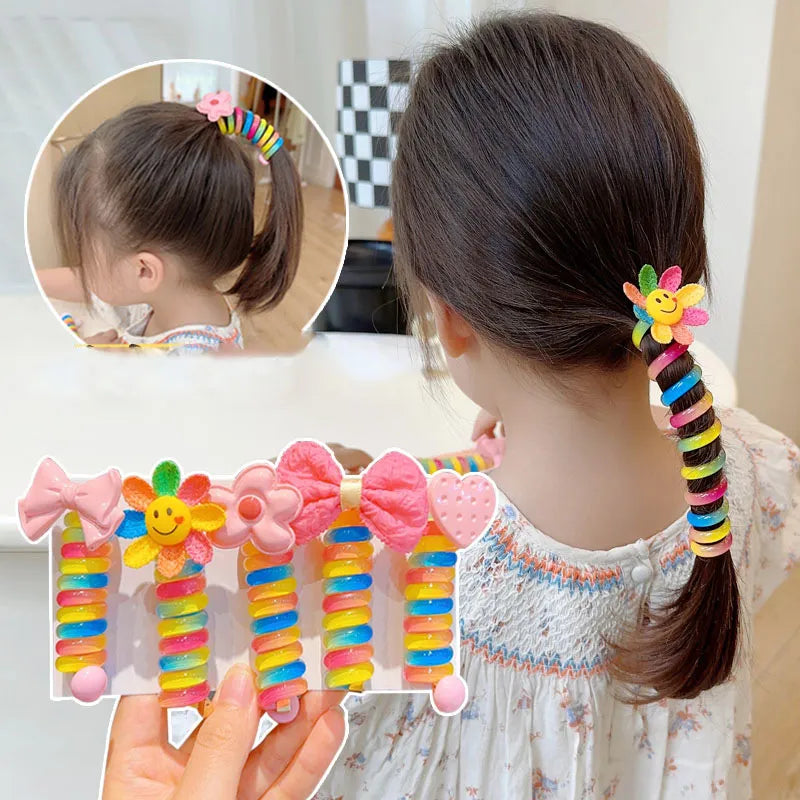 Colorful Telephone Wire Hair Bands for Kids