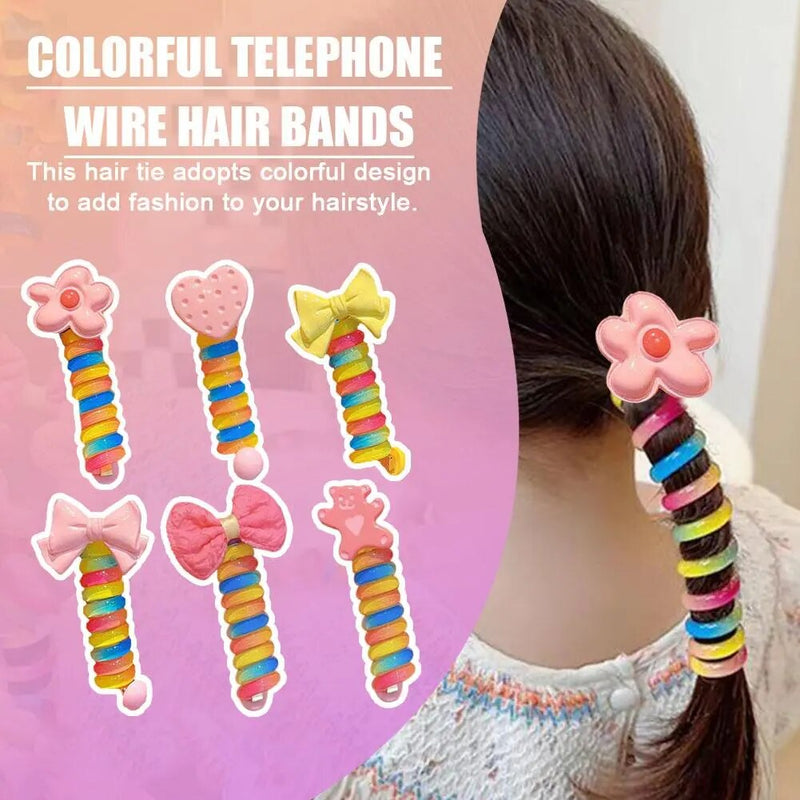 Colorful Telephone Wire Hair Bands for Kids
