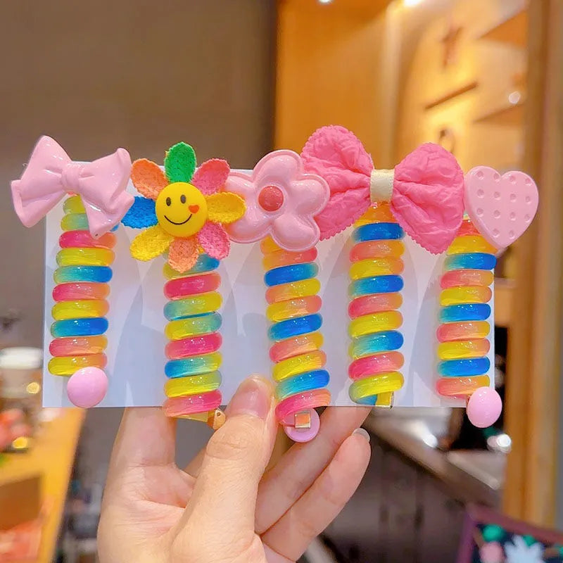 Colorful Telephone Wire Hair Bands for Kids